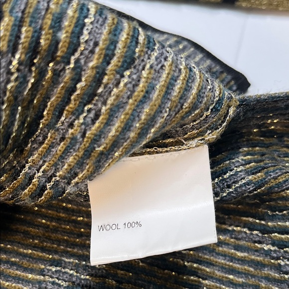 Lafayette 148 New York Wool Sweater in Olive, Black and Gray and Shimmer Sz M - Picture 4 of 9